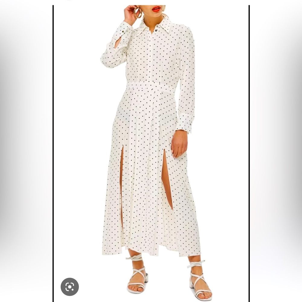 Topshop BNWT Polkadot Maxi shirt Dress with Slits- US size 4/UK 8. Brand New